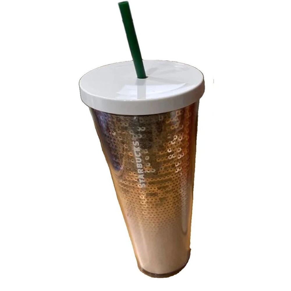 Starbucks 2018 Holiday Rose Gold to White Ombre Sequin Tumbler